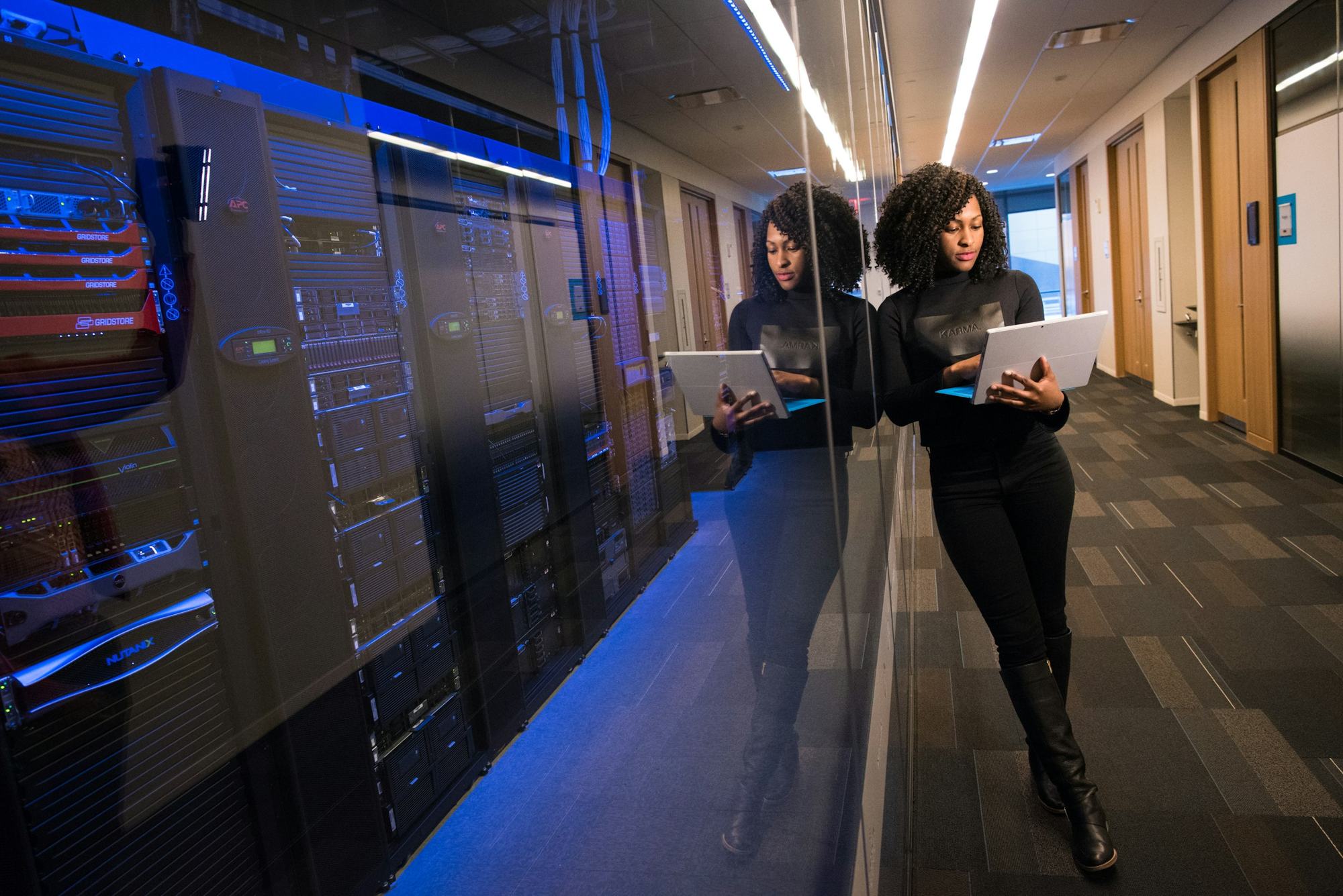 A professional at work in a modern technology facility
